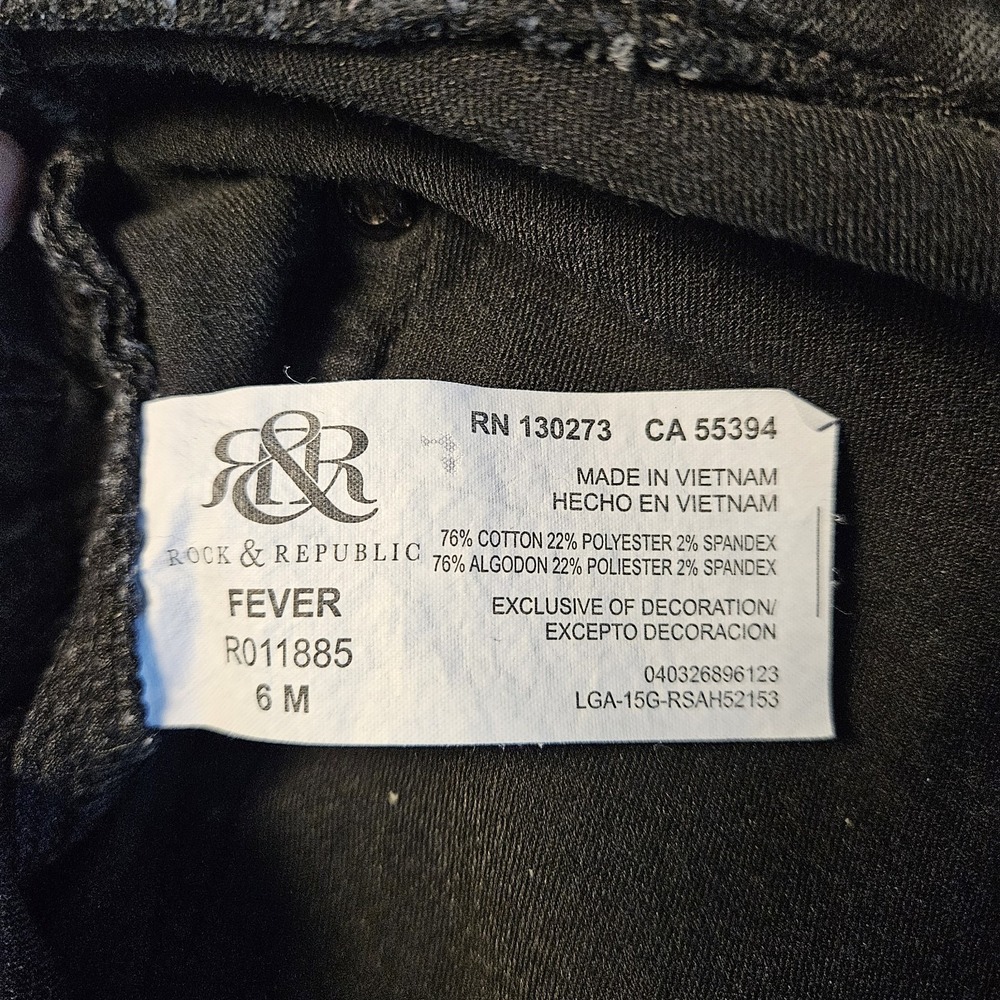 Rock & Republic Denim RX Womens Fever Mid Rise Legging 6M Black Pull On Stretch - Picture 7 of 12